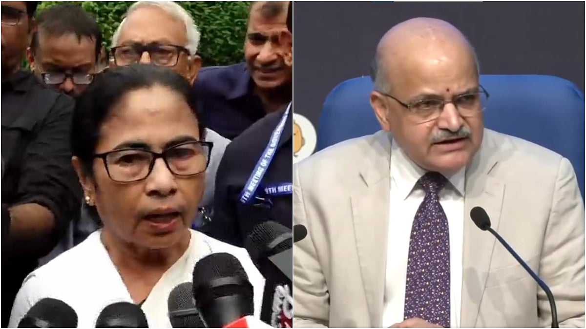 PTI/@ANI : L: WB CM Mamata Banerjee | R: NITI Aayog CEO Subrahmanyam | 